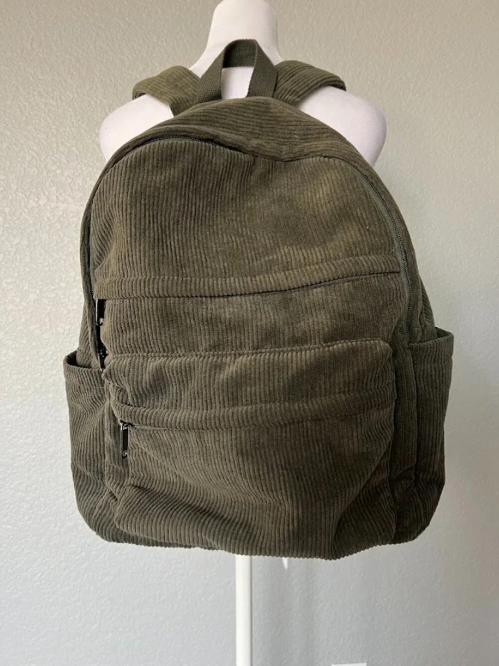 Wild Fable Corduroy Olive Green Casual Backpack School Bag
